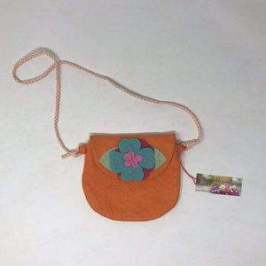 Everbloom Studio Girls Orange Felt Purse with Flowers NEW